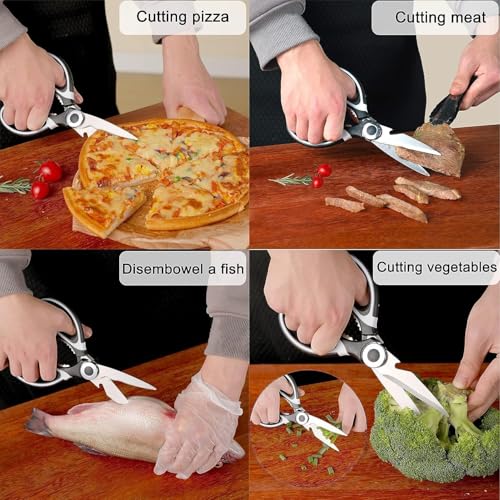Image of MIXOSAMulti Purpose Made In Japan Kitchen Scissors, food scissors,Premium Stainless Steel Solid Kitchen Shears for Meat, Seafood, Chicken, Vegetables, Herbs, BBQ, Bottle Opener (Black)