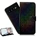 Produktbild HMTECH Galaxy S10 Plus Hülle,Galaxy S10 Plus Handyhülle Glitzer Bling Bunte Prägung Blume Flip PU Leder Cover Magnet Schutzhülle Tasche Ständer Handytasche für Samsung Galaxy S10 Plus,TX Pure XC Black