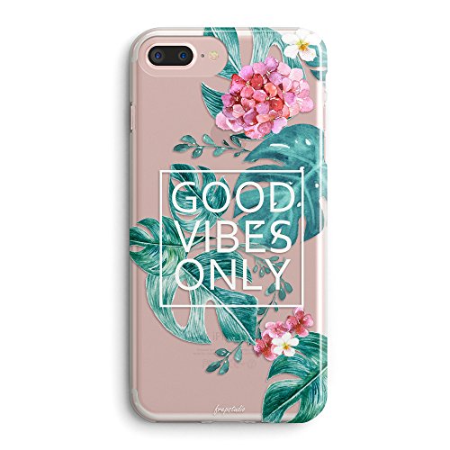 iPhone 6 Case,iPhone 6s Case,Aloha Summer Good Vibes Only Tropical Floral Palm Tree Love Summer Tropical Beach Hawaii Love Vintage Roses Classy Flowers Girl Whimsical Clear Case for iPhone 6s/6