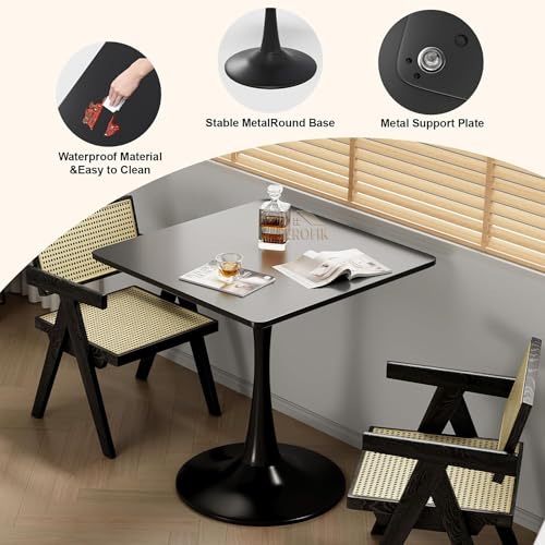 Image of Square Wooden Pedestal Table, Accent Bedside Table,Modern Coffee End Table for Living Room, Bedroom and Balcony with Square Design Table (Black, 18 * 18 * 24 inches)