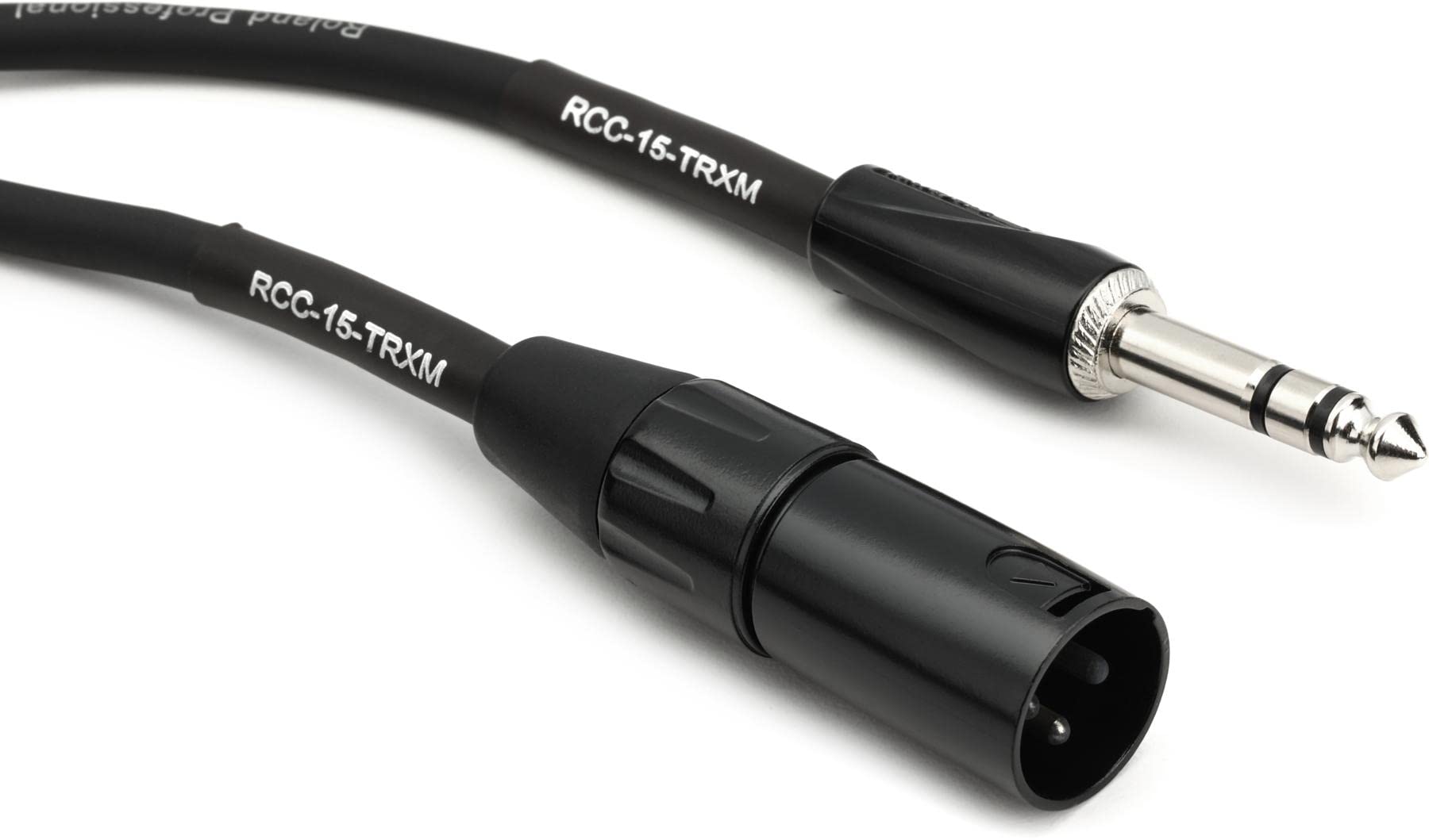Roland 15ft Interconnect Cable, 1/4" TRS-XLR(Male), Black series (RCC-15-TRXM)