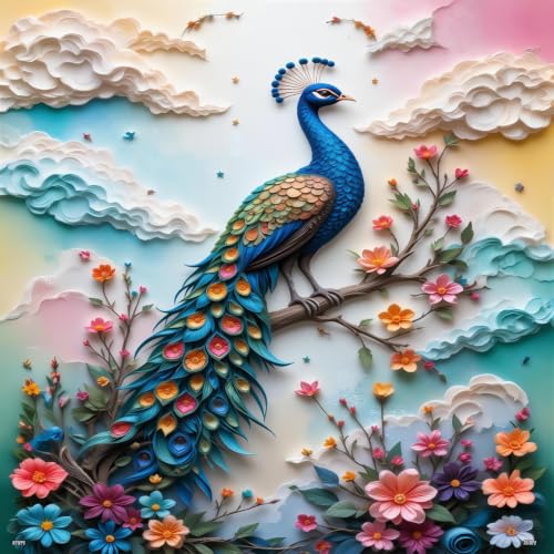 Image of RUMPS 7D HD Digital Printed Peacock King Size Bedsheet with 2 Pillow Covers | Premium Floral Peacock Designer Bedding Set | Luxury Bedroom Decor Collection | Size 90x100 Inches