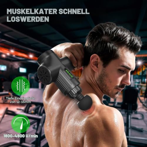 Massagepistole, Massagepistole Massagegerät bis zu 4800U/min Massage Pistole, Muskel Massage Gun Muskelmassagegerät (Schwarz) – Ansicht 3