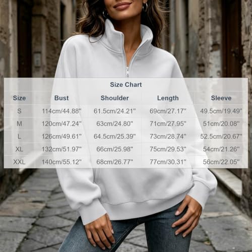 Womens Sweatshirts Quarter Half Zip Pullover Fleece Fall Outfits - image 4