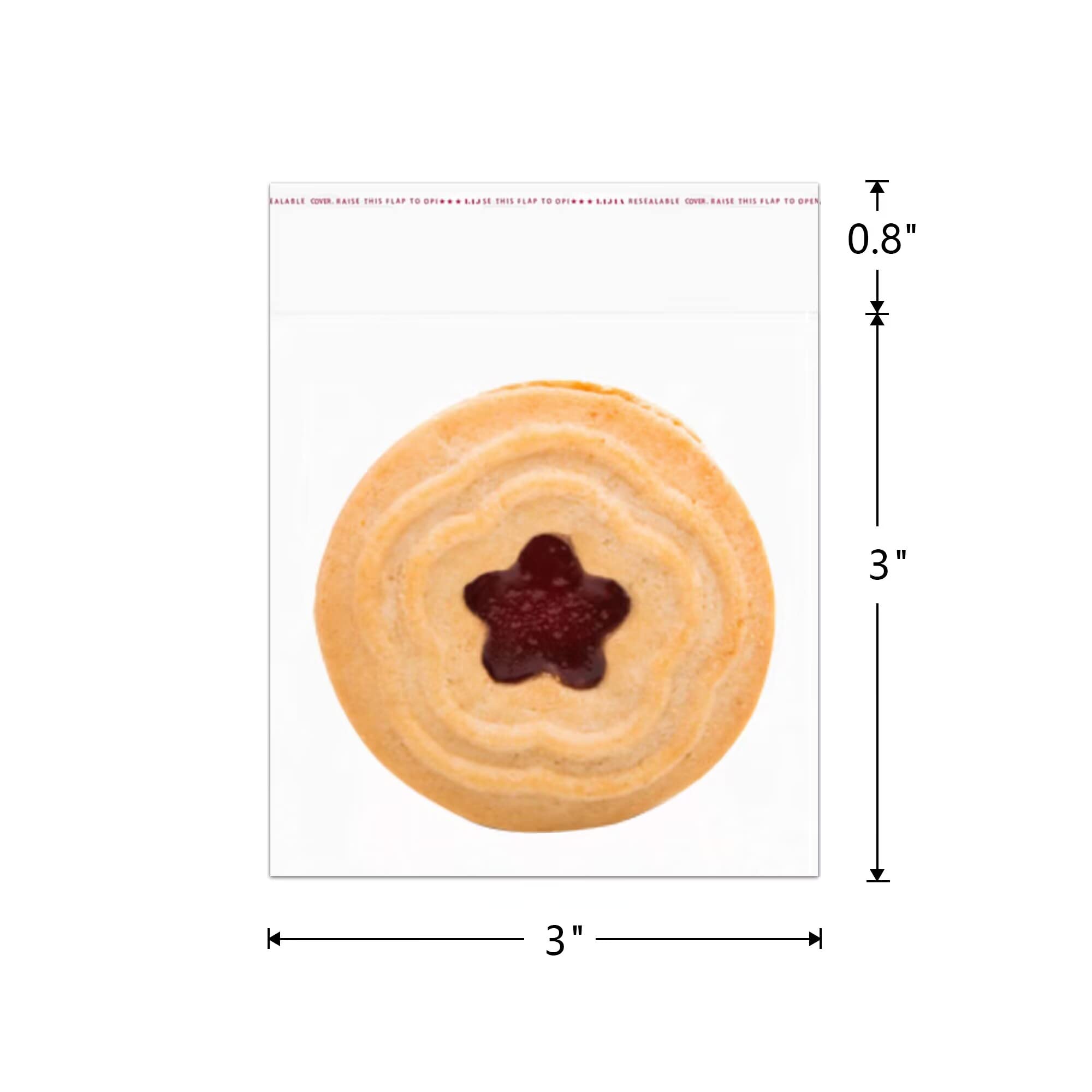JIYIN 200PCS Clear Self Sealing Cookie Bags - 3.93x3.14 Inch, OPP Plastic For Candy, Bakery & Snack Packaging