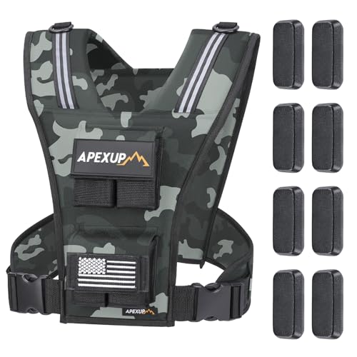 Image of APEXUP Adjustable Weighted Vest Men 20lbs /30lbs /40lbs Weights with Reflective Stripe, Weight Vest Woman Workout Vest for Strength Training Running Walking