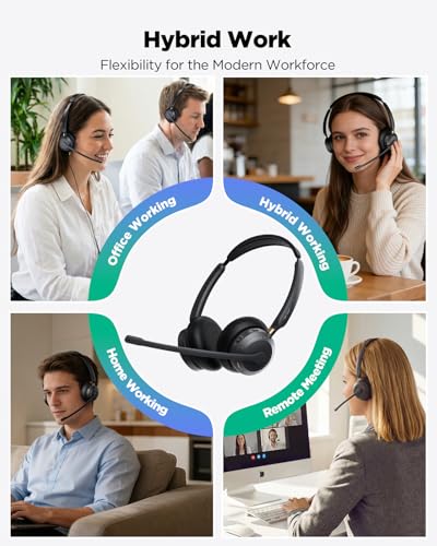 acer Wireless Headset with Mic for Work,Bluetooth Headset for Clear Call ＆ Meeting, Work Headset with Charge Stand for Remote & Office, Bluetooth 5.3 & 2.4G Headset for PC, Phone, Teams, Zoom - OHR689 - image 3