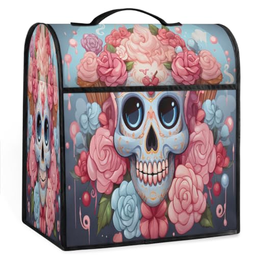 Coffee Maker Cover Cute Sugar Skull Kitchen Appliance Covers Small Appliance Covers Blender Cover Juicer Cover Dust Covers for Kitchen Appliances with Top Handle and Pockets,Washable,C810