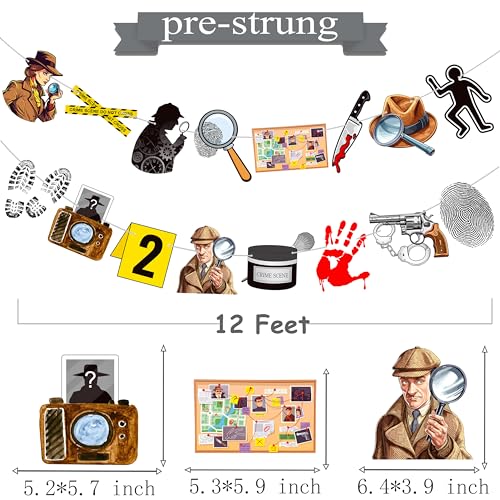Image of 2pcs Detective Party Banners Detective Birthday Party Decorations Detective Theme Banners for Top Secret Spy Mystery Theme Party Baby Shower Supplies