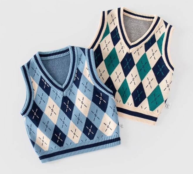 Unisex Baby Sweater Vest Knitted Soft Uniform Cotton V-Neck Sleveeless Waistcoat Vest3