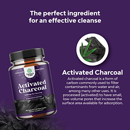 Cleanse And Detox Activated Charcoal Capsules - Purifying Detox Pills With 1200Mg Coconut Charcoal Powder For Bloating Relief And Body Detox Cleanse - Active Charcoal For Gut Health - 90 Count #TOP4