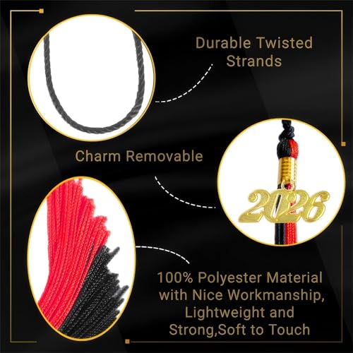 Image of Black and Red Graduation Tassel 2026 for Grad Cap and Graduation Ceremony Accessory Decoration