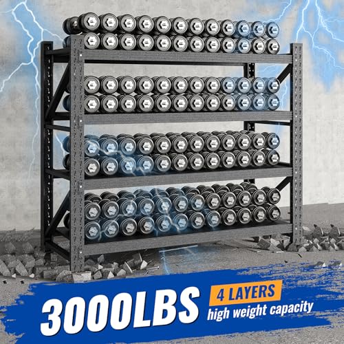 48" W Storage Shelves 3000lbs Garage Metal Shelving Heavy Duty Garage Shelves Adjustable Storage Shelves for Industrial, Factory,48" W X 24" D X 69" H - Image 4