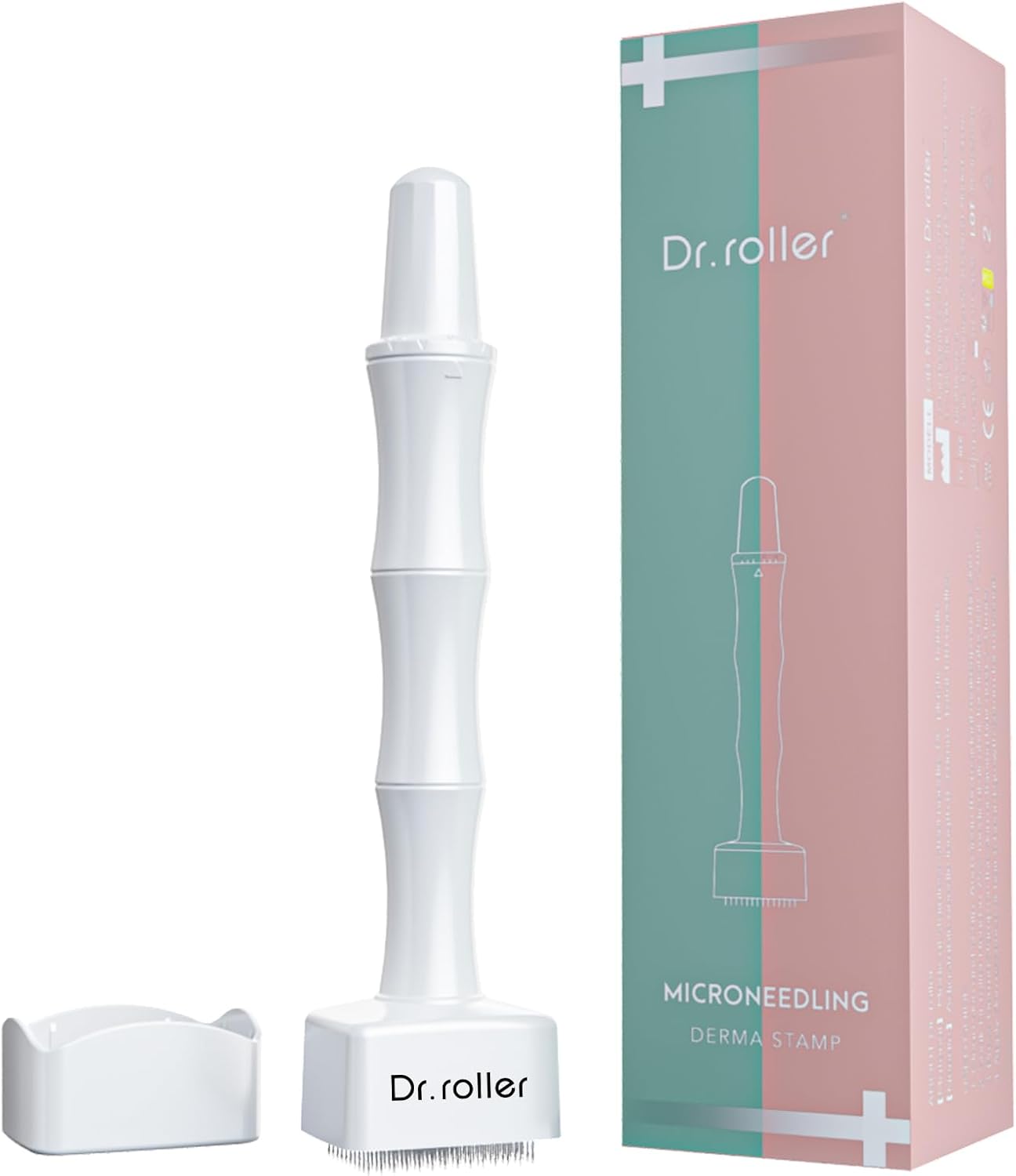 Derma Stempel, Verstelbare Microneedling Stempel 0-3mm met 140 Titanium Pinnen, Professionele Dermastamp Derma Pen Derma Microneedling Roller voor Haar Baard Gezicht Lichaam (Vernieuwd Wit)