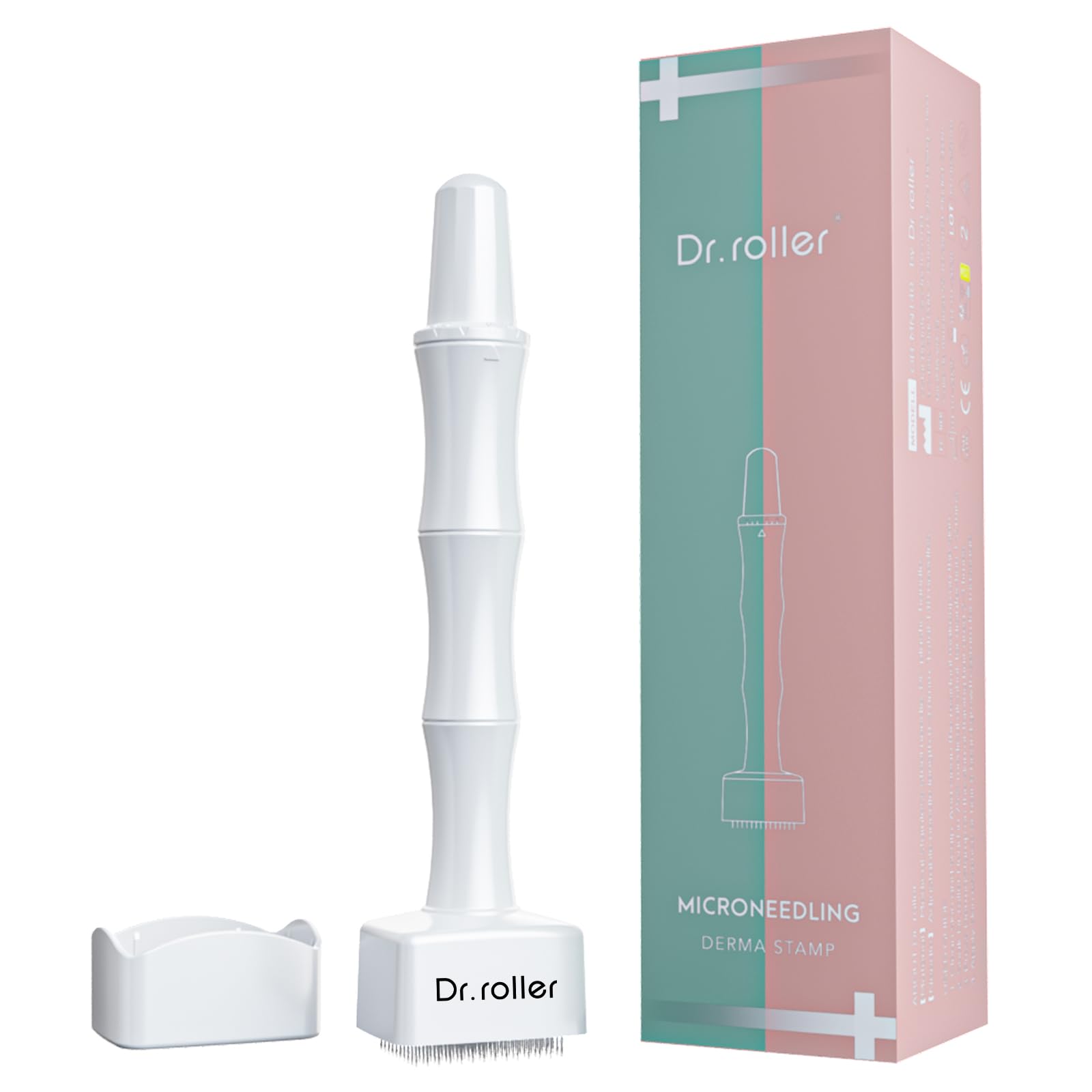 Derma Stamp, Dermastamp Regolabile 0-3 mm, Timbro Professionale 140 Perni, Microneedling Derma Roller per Stimolare la Crescita di Capelli, Barba, Viso (Aggiornamento Bianco)