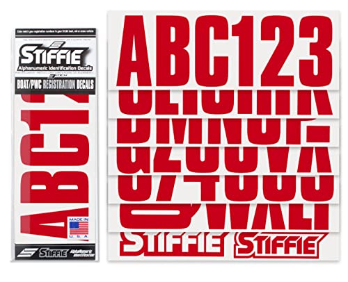 Image of STIFFIE Uniline Red 3 inch Boat & PWC Registration Decals • Numbers Letters Stickers