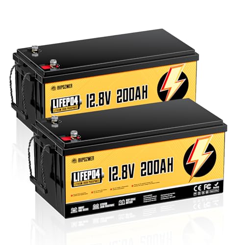 Rvpozwer 12V 200Ah LiFePO4 Battery 2 Pack