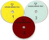 3 Step Diamond Polishing Pads - Use Wet or Dry - Polishing Pads for Granite Quartz Marble Concrete Terrazzo - High Temperature Resistance 3 Step Polishing Pads - Polishing Pad Set