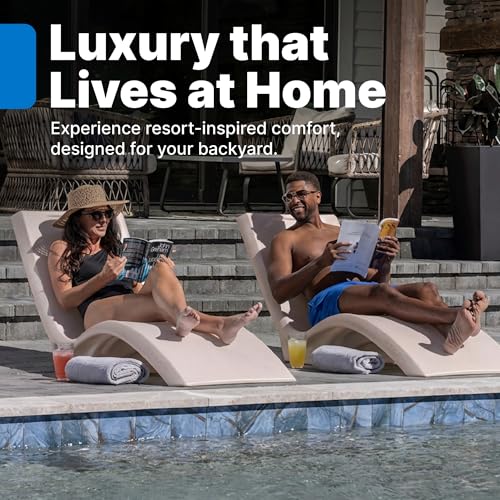 Image of Step2 Vero Pool Lounger, in-Pool Chaise Lounge Chair for Tanning Ledges up to 12 in, Outdoor Patio Chair, Weighted, Earthy Tan w /Speck