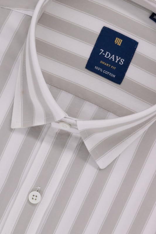 Image of 7-DAYS Men's Premium Striped Shirt - 100% Cotton, Tailored Fit (Between Slim & Regular), Full Sleeve, with Pocket - Smart Office & Casual Look