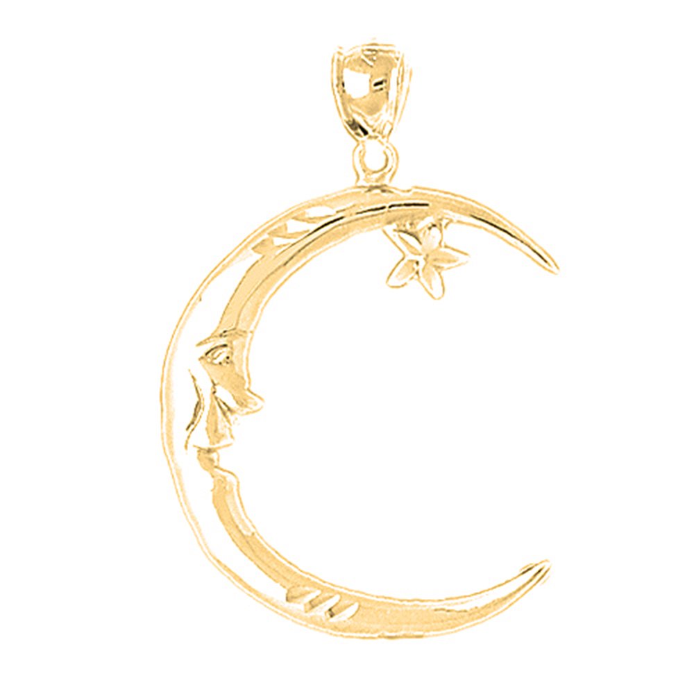 Jewels Obsession Moon With Star Necklace 14K Yellow Gold-plated 925  Silver Crescent Moon Face With Star Pendant with 18