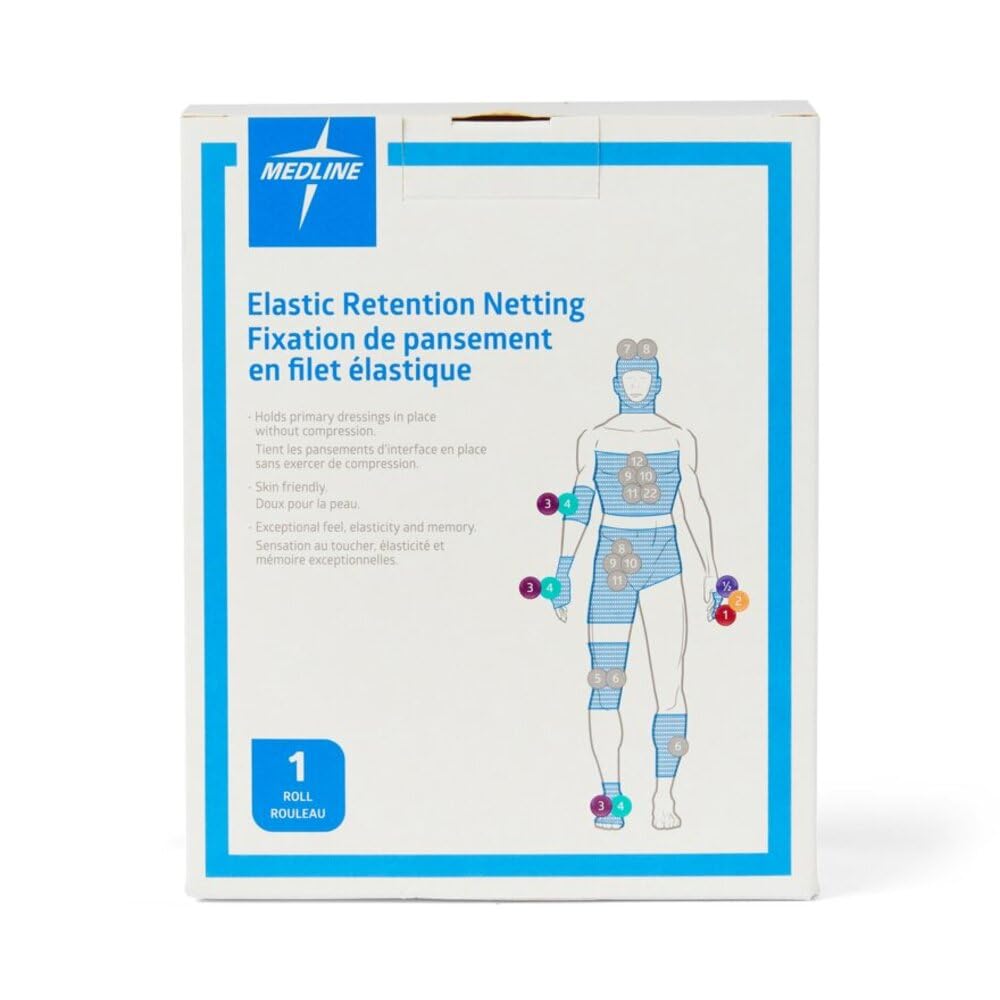 Medline Stretch Tubular Elastic Dressing Retention Net, Size 3, (9" x 25 yds), Ideal for Wound Care, Single Pack