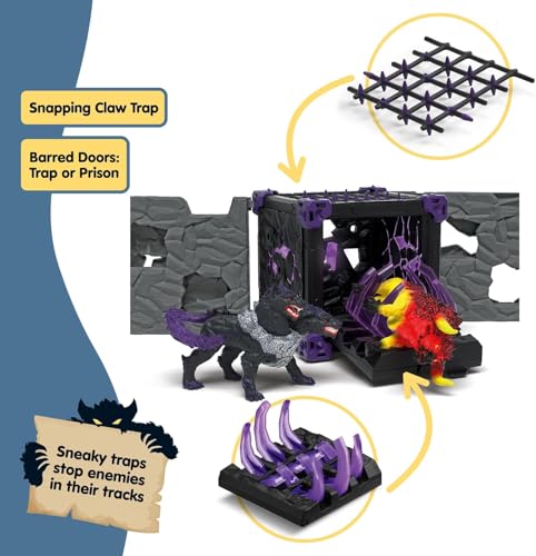 Image of Schleich Eldrador Creatures - 71 PC BattleCave Arena Lava Vs. Shadow Playset - Interactive Lava Bull and Shadow Hound Set - Animal Monster Figurines for Boys and Girls - Toys for Kids Ages 7+ | 42673