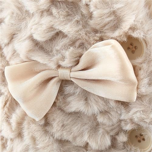 Fleece Vest for Infant Girls Button Bowknot 𝗥uffle Windproof Furry Outerwear Warm Breathable Lightweight Coat4