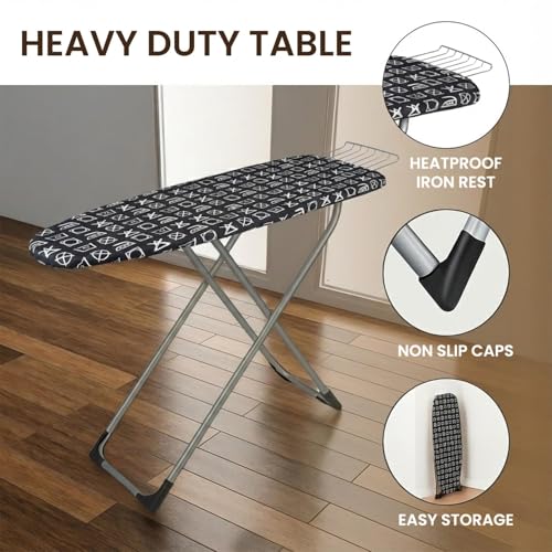 Image of ZOLMIX Wooden Ironing Board with Heat Resistant Cotton Felt, 15mm Base Table with Iron Holder, Foldable & Adjustable with Anti Slip Caps