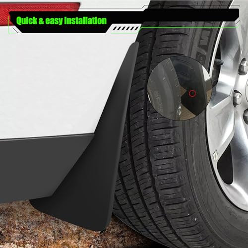 Image of Front & Rear Mud Flaps Splash Guards Compatible for Dodge Challenger 2015-2023 Accessories Mud Guards Splash Flaps Heavy Duty Molded, Replace OEM # 82214141 82214142, 4PCS Set
