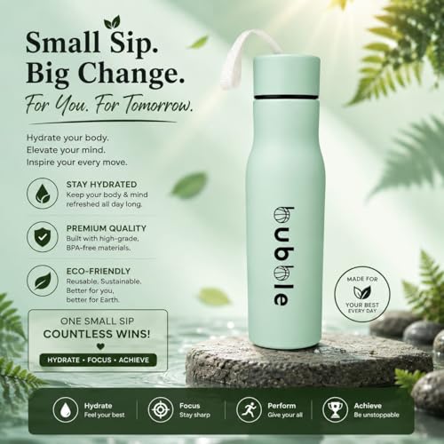 Image of 500ml Stainless Steel Water Bottle | Leakproof Reusable Bottle with Carry Loop | Lightweight Travel & Daily Use Bottle-Colour May Vary-1pcs
