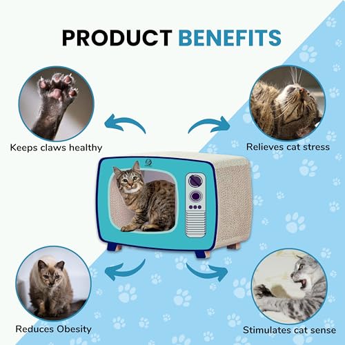Image of Foodie Puppies Cardboard Scratching Pads with Catnip for Cats and Kittens - (Television Scratcher, 43 x 29 x 23 cm) | Durable Cat Play for Cats Corrugated Scratcher for Furniture Protection