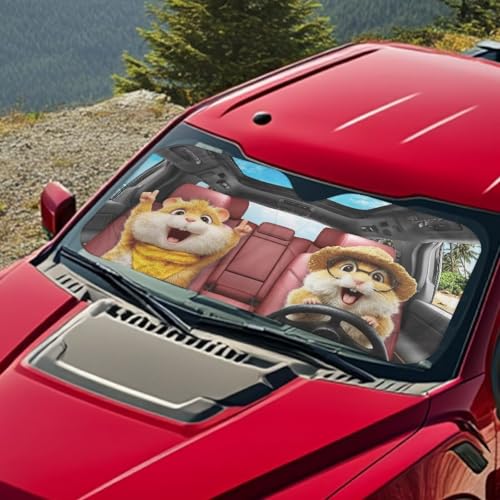 Image of Hamster Sunshade Visor Car Windshield Sun Shade Easy Installation Foldable Automotive Interior Accessories for Sun Protection Sun Shade for UV Protection Easy Storage
