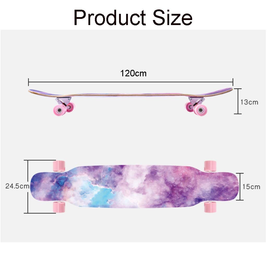 TXTC 47 Pouces 10 Ply Maple Complète Longboard Skateboard Danse, Croisière, Courbant, Slide Freeride, Freestyle Et Descente Freestyle Cruiser for Les Adolescents Ou Adultes Débutants (Color : D)