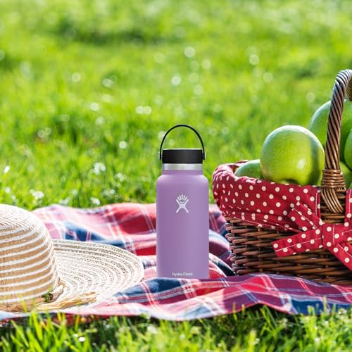 Image of Hydro Flask Water Bottle - Insulated Stainless Steel - Wide Mouth FLex Lid, Non Spill, Leakproof and Refillable in 32 Oz Moonshadow