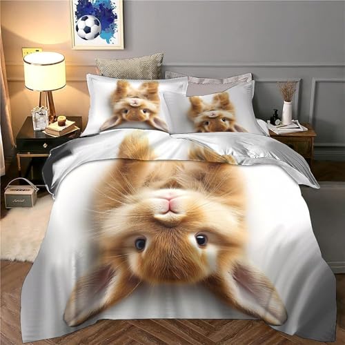 Housse de couette microfibre résistante lapin fermeture éclair
