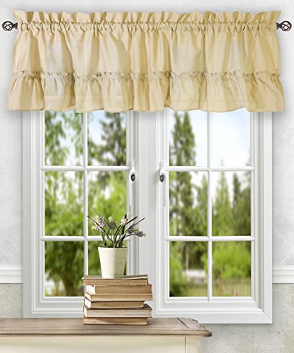 Ellis Curtain Stacey 54-By-13 Inch Ruffled Filler Valance (Almond) #TOP6