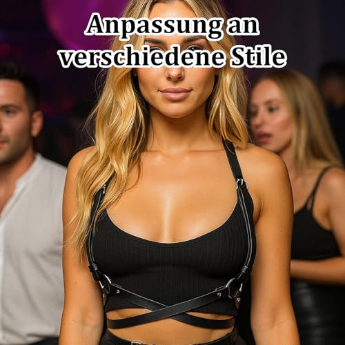 CJAPGJW Punk Leder Körperkette, Verstellbare Taillengürtel, Harness Damen Oberkörper, Modeaccessoire Geeignet Für Musikfestivals und Partys, Frauen Mädchen Cosplay Damen
