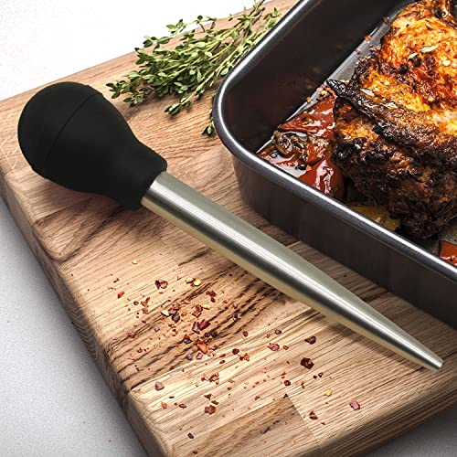 Foto von Best Utensils Bratenspritze aus Edelstahl, professionelle Qualität, FDA, Gummi-Ballon, inkl. Marinade-Injektorspritze und Bürste für einfaches Reinigen