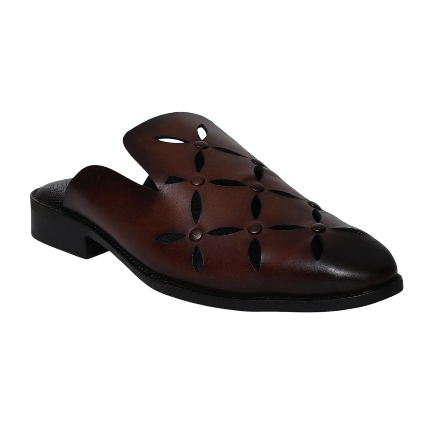 fresco Men's Brown Cutwork Slip-On Mule-picture-1