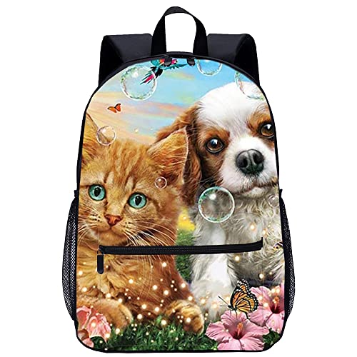Sac à dos d'école unisexe contre le mal de dos avec grand motif chien 3D