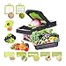 Affettatrice di verdure Mandoline Affettatrice Taglierina e Grattugia 12 in 1 Affettatrice di verdure patate cipolle tritatutto Veggie Chopper Dicer con contenitore Grigio