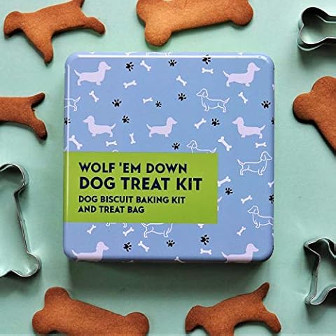 Apples to Pears Wolf 'Em Down - Dog Treat Kit In A Tin Cover