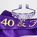 Ondder Purple 40th Birthday Tiara and Sash for Women - 40 & Fabulous Birthday Sash and Crown Set - Fashion Headband - Women's Costume Circlet - 2 Count