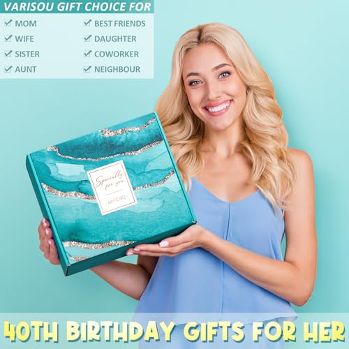 Image of Happy 40th Birthday Gifts for Women Turning 40 Year Old Birthday Gifts Set | 40 and Fabulous Birthday Gifts Box 1986 Gift Basket, Unique 30th Birthday Gift Ideas for Her Mom Sister Friend Wife Daughter
