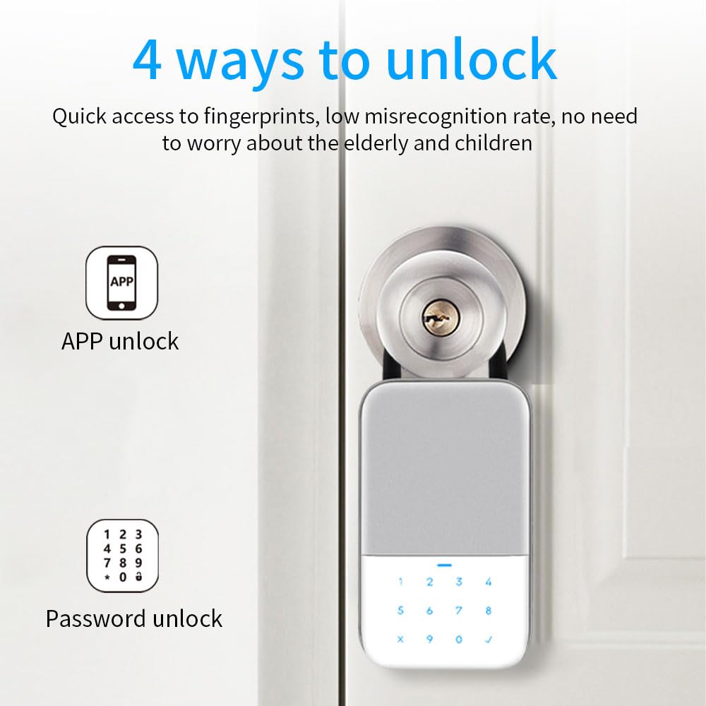 Sejf na klucze, Sejf na klucze TTlock z czytnikiem linii papilarnych Bluetooth Wifi Cyfrowa skrzynka Aplikacja Zdalne odblokowywanie Montaż ścianie Skrzynka zabezpieczające kłódka(KB2-TTLOCK-Password)