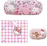 Rondlaho Kawaii Hard Shell Eyeglasses Case with Cleaning Cloth, Portable Contact Lens Kit with Mirror for Women Girls, Cute Lens Holder Kit, Eyeglass Holder Box