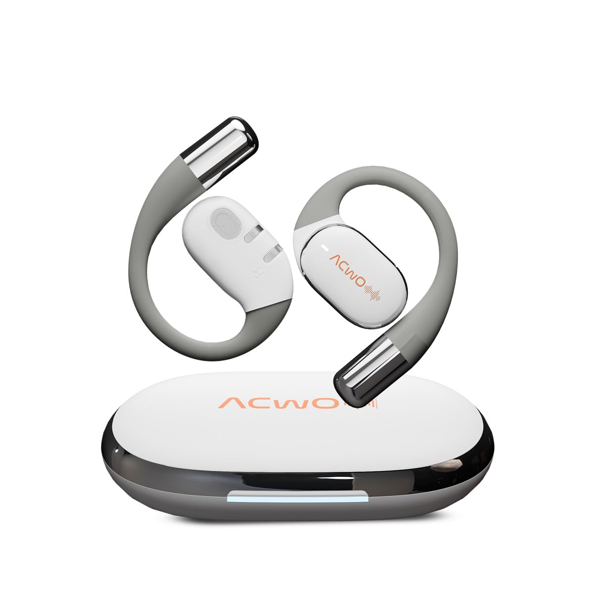 ACwO Dwots Sense OWS Wireless Over Ear Earphones|Situational Awareness|15Mm Titanium Drivers|65 Hours Playback|BT V5.4|Secure Fit|4 Mics with ENC|40Ms Low Latency|Equaliser Modes (Silver White)
