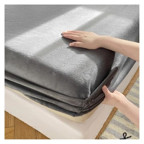 Miniatura 3 de Juego De 3 Sábanas Bajeras Cálidas De Franela Para Otoño E Invierno, Suaves, Cómodas, De Forro Polar Coralino Grueso, Funda De Colchón De Felpa Gris, 180 X 200 Cm