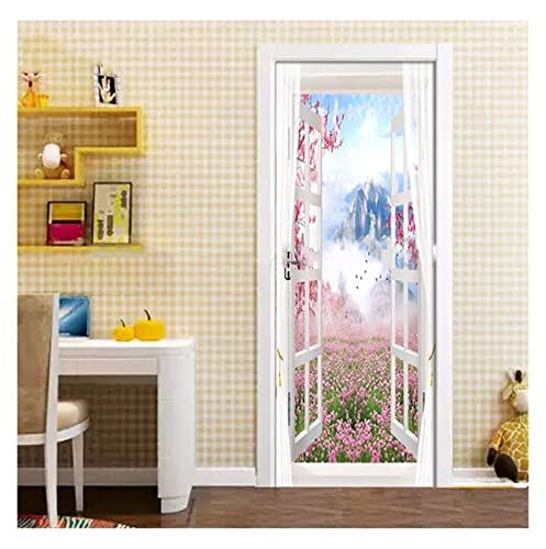 Sticker 3D mur et porte paysage extérieur en PVC 95x215cm pour salon - 2